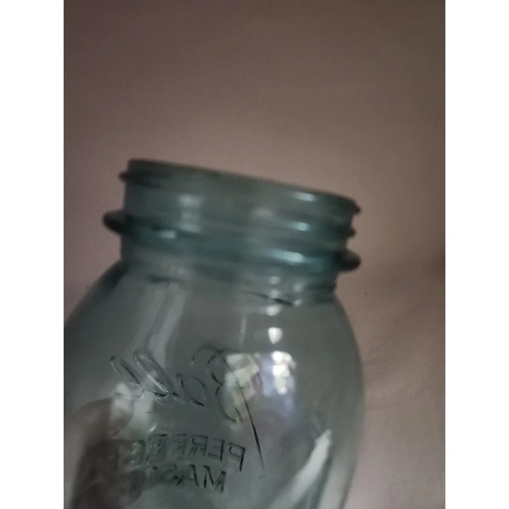Vintage Ball Perfect Mason Jar Aqua Blue Glass with Zinc Lid and Glass Liner 6
